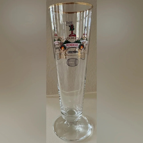 Lindemans brewery beer stem gold rim glass holds 25 CL. - Picture 1 of 5